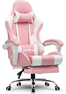 Sedia da gaming GTPLAYER, sedia da ufficio, sedia ergonomica per computer, sedia da gaming con supporto lombare massaggiante, poggiapiedi e poggiatesta