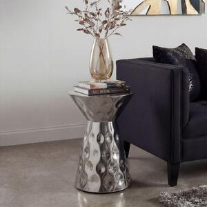 Tavolino ausiliario WOHNLING, alluminio, 36 cm, argento, design rotondo, tavolino laterale in metallo, tavolino da salotto in alluminio, moderno, tavolino da divano, tavolino per il soggiorno, realizzato a mano