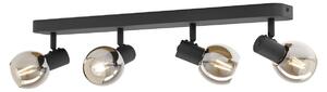 Eglo Plafoniera a soffitto modello Balken Castellazo, nera/rame, confezione da 4, attacco E14