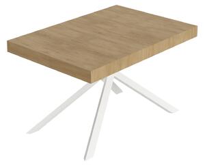 Tavolo Allungabile 120-204x80x74 cm Niket Quercia Natura Gambe Bianche