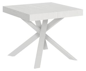 Tavolo Allungabile 90-194x90x76 cm Clerk Bianco Frassino Gambe Bianche