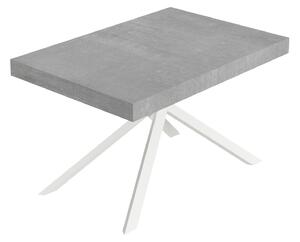 Tavolo Allungabile 120-204x80x74 cm Niket Cemento Gambe Bianche