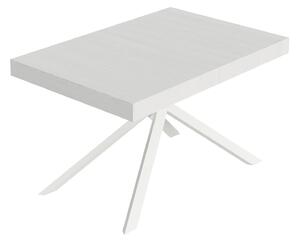 Tavolo Allungabile 120-204x80x74 cm Niket Bianco Frassino Gambe Bianche