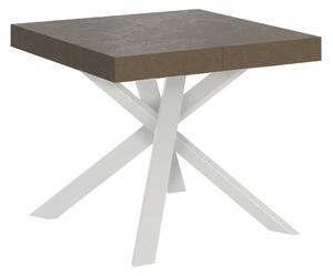 Tavolo Allungabile 90-194x90x76 cm Clerk Tortora Gambe Bianche