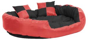 Cuscino per Cani Reversibile Lavabile Rosso e Nero 110x80x23 cm