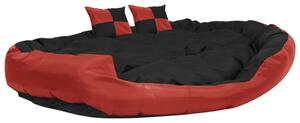 Cuscino per Cani Reversibile Lavabile Nero e Rosso 150x120x25cm