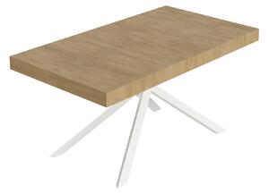 Tavolo Allungabile 160-244x80x74 cm Niket Quercia Natura Gambe Bianche