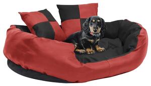 Cuscino per Cani Reversibile e Lavabile Rosso Nero 85x70x20 cm