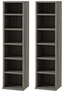 Set 2 Pezzi Mobile Libreria Porta CD 21x22,5x88,5 cm Grigio