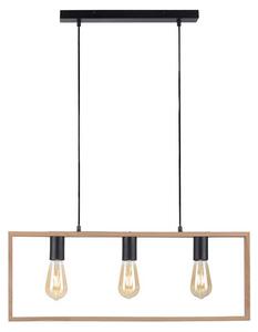 Lampada a sospensione, legno, nera, a 3 luci, L 69 cm