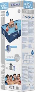 Set piscina Bestway® Steel Pro™ Frame con pompa filtro 300 x 201 x 66 cm, blu scuro, rettangolare