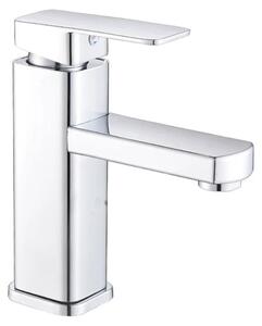 Miscelatore monocomando per lavabo – Montaggio a pavimento – Corpo in metallo – Altezza 17,5 cm – Finitura cromata – Colore argento