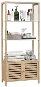 Mobile Bagno con Armadietto e Ripiani 63x30x138 cm in Bambù