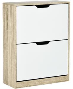 Scarpiera Slim Salvaspazio 2 Cassetti a Ribalta 8 Paisa di Scarpe 62,5x26x81 cm Legno e Bianco