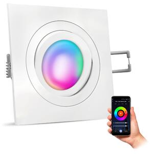 SSC-LUXon QF-2 lampada da incasso dimmerabile Smart flat 230V incl. WLAN RGB CCT - Spot orientabile bianco compatibile con Alexa, Siri e Google