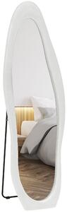 Specchio da Parete o da Terra Autoportante a Figura Intera con Cornice Ondulata in Velluto 160x50 cm Bianco