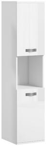 Pensile da Bagno 2 Armadietti e Vano a Giorno 30x30x131,5 cm in Legno Bianco