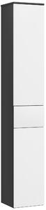 Mobile a Colonna da Bagno Salvaspazio con 2 Armadietti e Cassetto 30x28x180 cm Nero e Bianco
