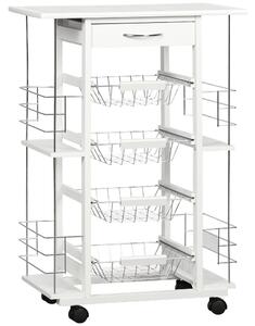 Carrello da Cucina con Ripiani e Cassetto Piano di Lavoro in Ceramica 57x37x83 cm