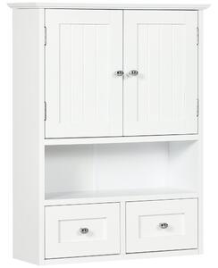 Pensile da Bagno con Armadietto e Cassetti 50,8x17,8x66 cm in Legno Bianco