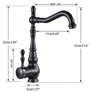 Miscelatore da cucina - Miscelatore da cucina in stile retrò - Monocomando - Bocchetta alta - Girevole a 360° - Acqua calda e fredda - Acciaio inossidabile 304 - Bronzo scuro