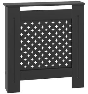 Copritermosifone Traforato a Croce con Ripiano e Fissaggio a Muro 78x19x82 cm in Legno MDF Nero