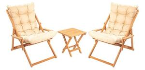 Set da giardino in legno di faggio in colore crema-naturale per 2 persone - Floriane Garden