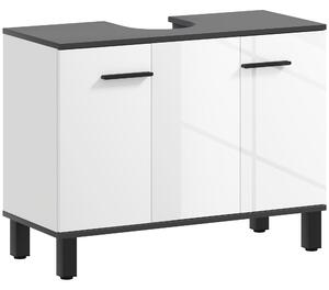 Mobile Sottolavabo da Bagno con Armadietto 2 Ante 80x34x60 cm Bianco Lucido