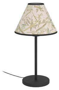 Lampada da tavolo EGLO Oxpark, lampada da comodino in design Japandi, lampada da tavolo in metallo nero e tessuto con foglie di bambù, lampada da tavolo, attacco E27