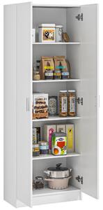 Credenza Mobile Alto Cucina Multiuso 60x31.5x165 cm in Legno Bianco