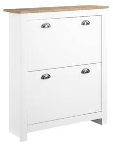 Mobile Scarpiera Slim Salvaspazio 2 Cassetti a Ribalta 12 Paia di Scarpe 79x23x90,5 cm Bianco