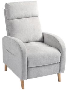 Poltrona Relax Reclinabile 150° con Poggiapiedi 68x90x106 cm in Tessuto Effetto Lino Grigio Chiaro