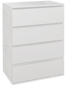 Cassettiera 4 Cassetti 55x33x80 cm Design Moderno in Legno Bianco