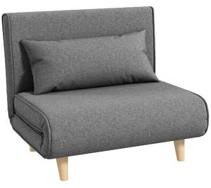 Poltrona Letto con Schienale Reclinabile su 6 Posizioni 94x78x80 cm in Tessuto Grigio