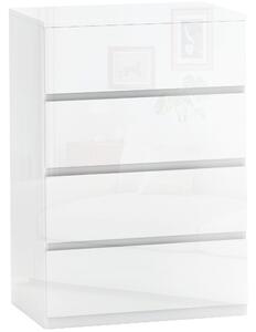 Cassettiera 4 Cassetti 55x33x80 cm Design Moderno Antiribaltamento Bianco Lucido