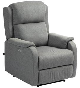 Poltrona Relax Reclinabile 150° con Poggiapiedi 77x91x106 cm in Tessuto Effetto Lino Grigio Scuro