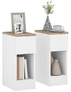 Set 2 Comodini Moderni con Cassetto e Ripiano in Legno 20x30x50 cm Bianco e Rovere