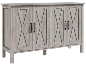 Credenza Stile Rustico Mobile Basso Multiuso 4 Ante 120x37x75 cm Grigio