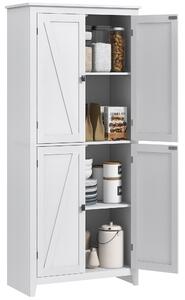 Credenza Mobile Alto Cucina 4 Ante Multiuso 80x40x182cm in Legno Bianco