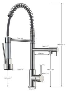 Miscelatore per cucina - Miscelatore per lavello - Doccetta estraibile - 2 tipi di getto - Acqua calda e fredda - Bocchetta flessibile - Rotazione a 360° - Finitura in nichel spazzolato