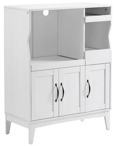 Credenza Salvaspazio con 2 Armadietti e 2 Ripiani Estraibili 84x39x109 cm in Legno Bianco