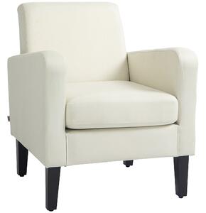 Poltrona Moderna da Camera con Braccioli 66x72x74 cm in Tessuto Crema