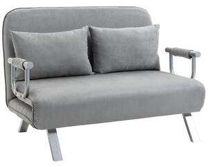 Divano Letto Singolo con Seduta Regolabile in 5 Posizioni 105x80x78 cm in Finta Pelle Grigio Chiaro