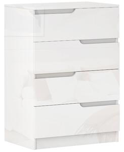 Cassettiera 4 Cassetti Moderna e Minimal 60x40x85 cm Bianco Lucido