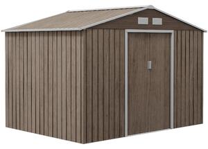 Casetta da Giardino con 4 Prese d'Aria e 2 Porte Scorrevoli 277x195x192 cm in Acciaio Marrone Chiaro