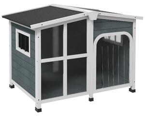 Cuccia per Cani Taglia Media da Esterno con Tetto Apribile 101x66,5x70,5 cm in Legno Grigio