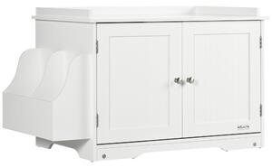 Mobile Lettiera per Gatti a 2 Ante con Divisorio Interno Regolabile 86x48x52 cm Bianco