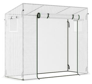 Serra da Giardino con Porta Avvolgibile 200x76x168 cm in Acciaio e PE Bianca