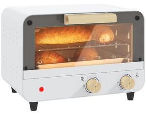Forno Elettrico 12L Timer e Temperatura Regolabile 31,5x27,7x22,7 cm Bianco e Oro