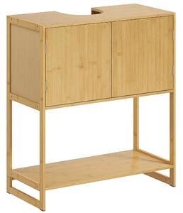 Mobile Sottolavabo da Bagno con Armadietto 2 Ante con Intaglio a U e Ripiano Aperto 70x33x79,5cm Colore Legno
